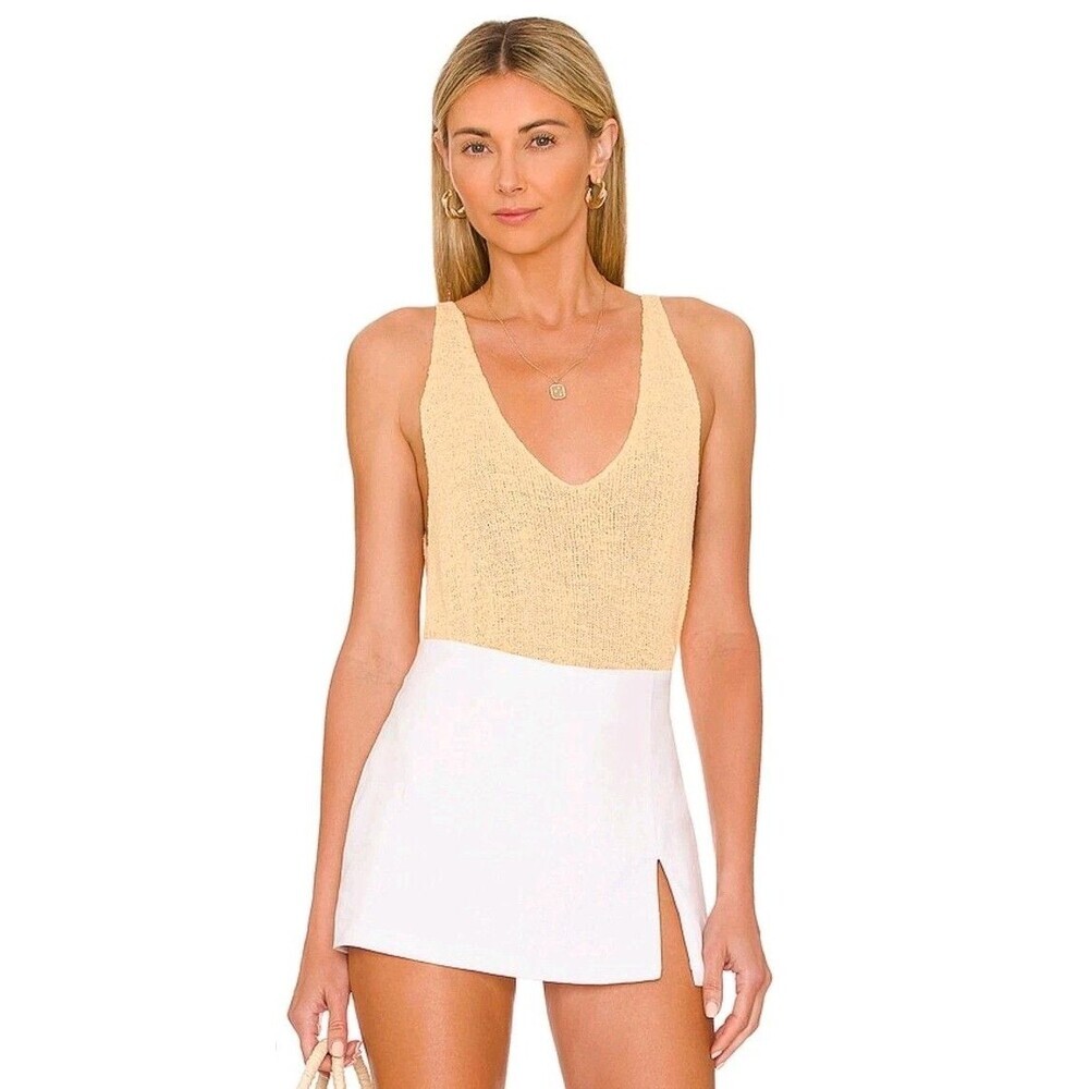Free People FP Beach Boucle Sweater Tank Top M Ivory Cotton Blend Knit Sexy
